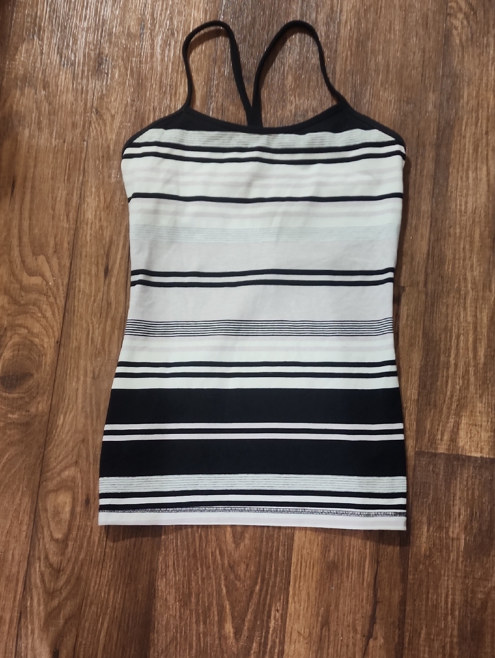 lululemon athletica Black and White Striped Muscle Tank